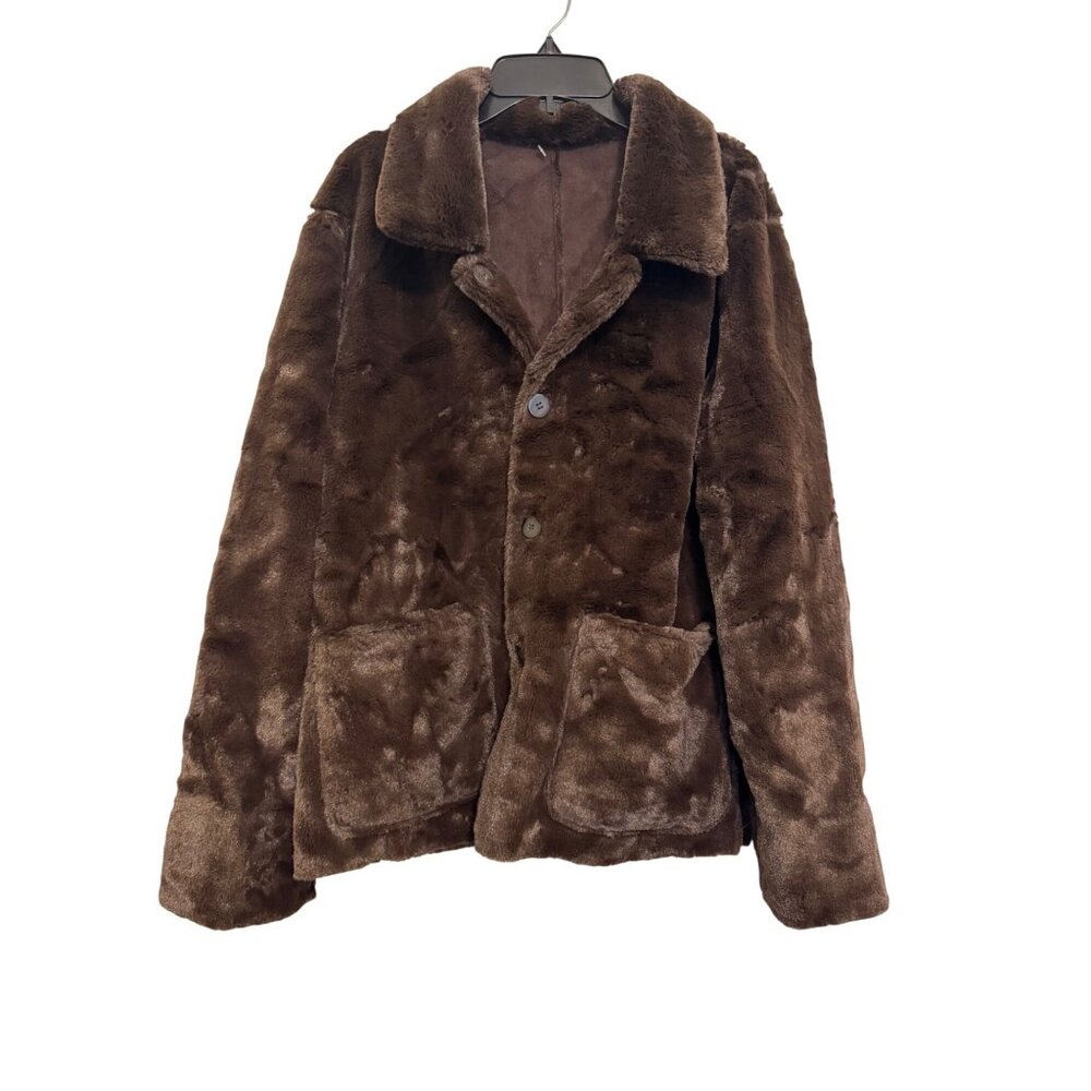 Brandon Thomas Faux Fur Brown Womens Jacket Size M Stylish Winter Coat
